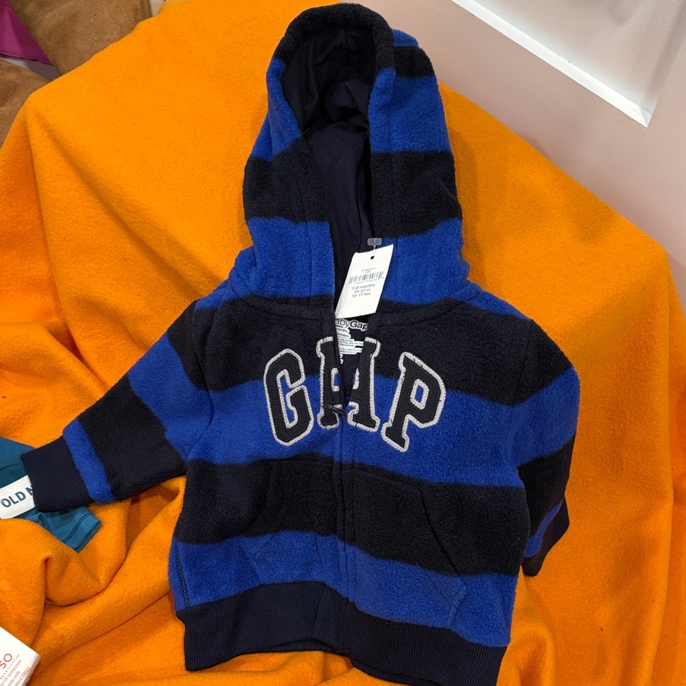 GAP Kids Navy and Royal Blue Striped Hoodie